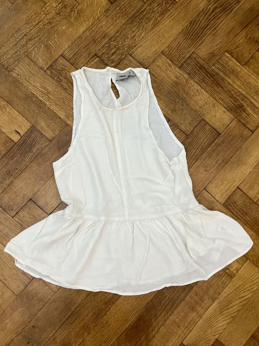 Maiou alb crem Asos XS S top tricou bluza vara vaporoasa plaja volane