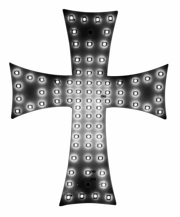 Светодиоден LED светещ кръст БЯЛ Кръст 84 LED ЛЕД 12V-24V 245x200 mm
