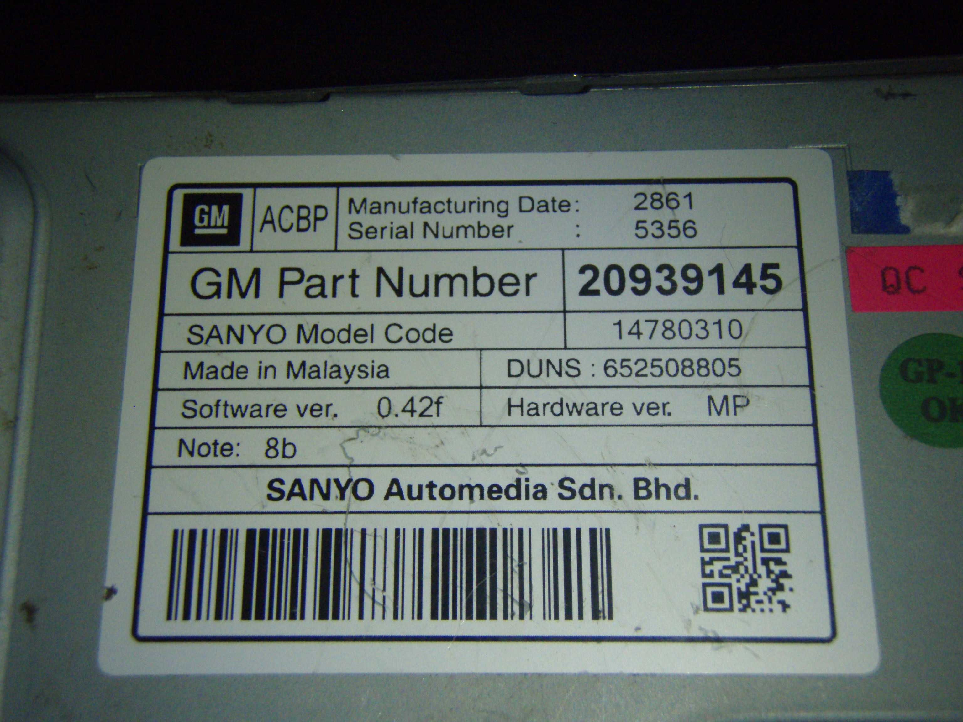 Display color Opel Sanyo AD3R 95247248 Sanyo ACBP 20935346 netestate