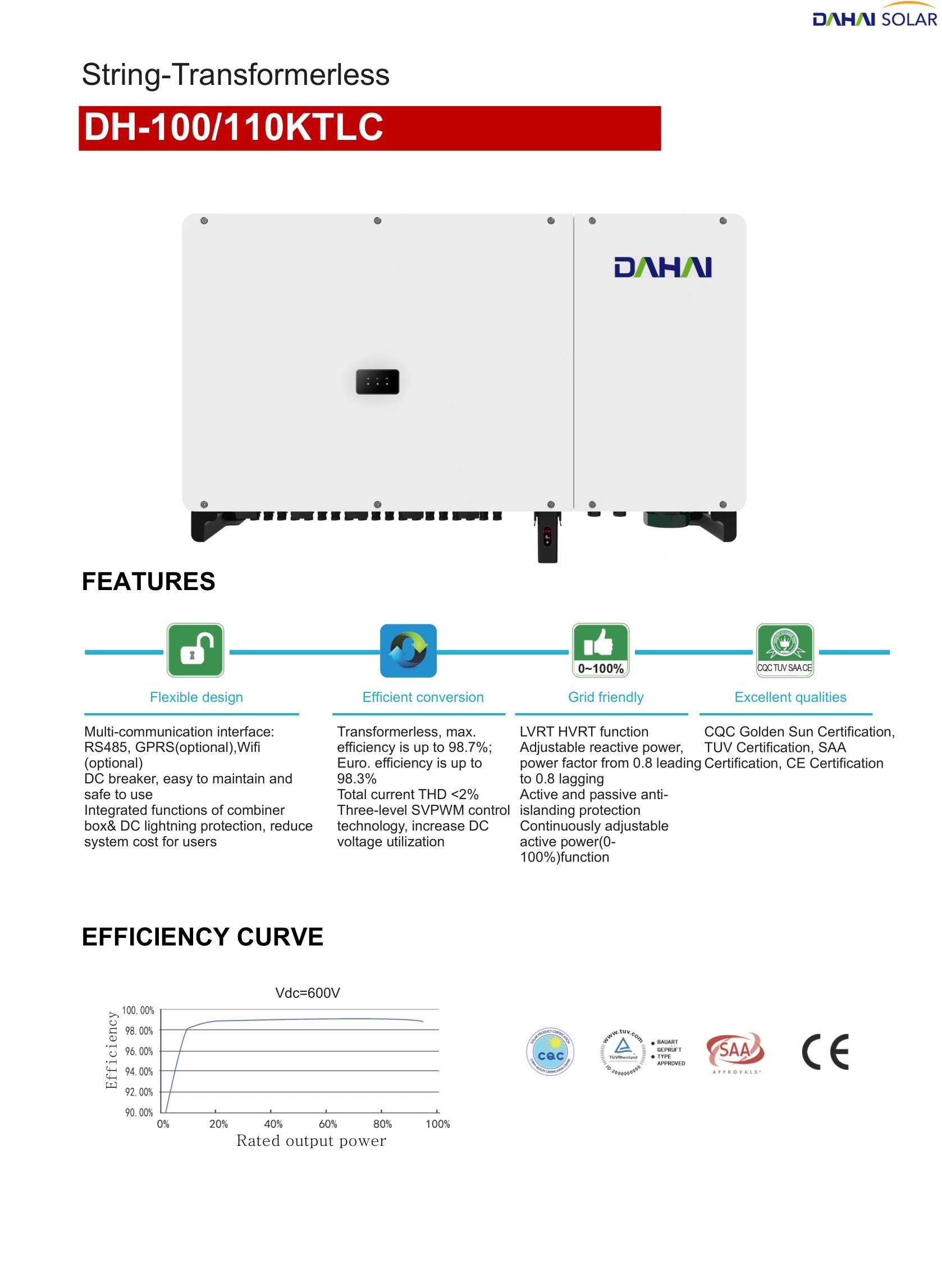 Inverter / Инвертер  DH-100/110KTLC STRING-TRANSFORMERLESS