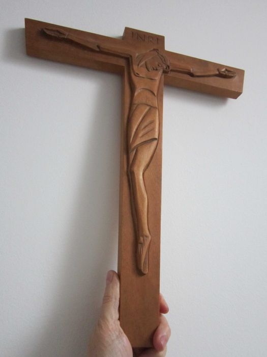 cadou rar Ierusalim 1980 Cruce Crucifix Corpus Christi lemn maslin