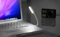 Мобилна гъвкава LED лампа с USB за лаптор и четене, Бяла