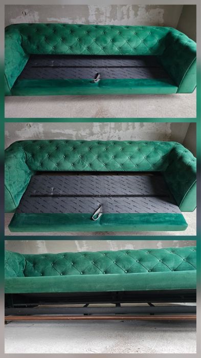 Canapea verde chesterfild