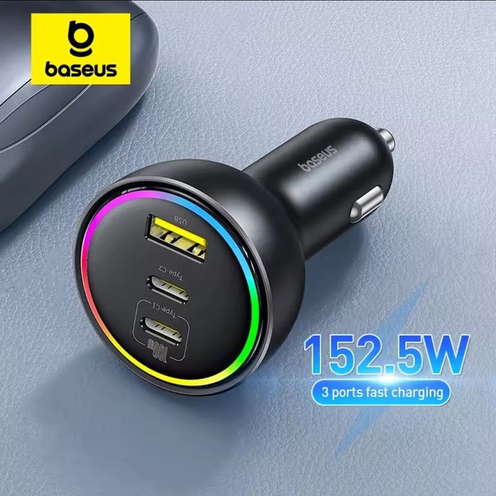 Baseus incărcător auto  152.5W    12V - 24V  RGB Led