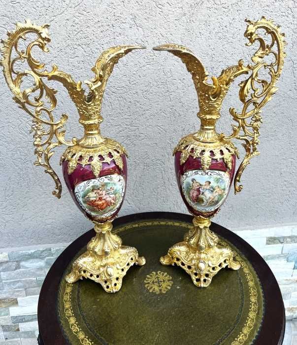 Superbe carafe-portelan pictat-scene galante-bronz d ore-Spania