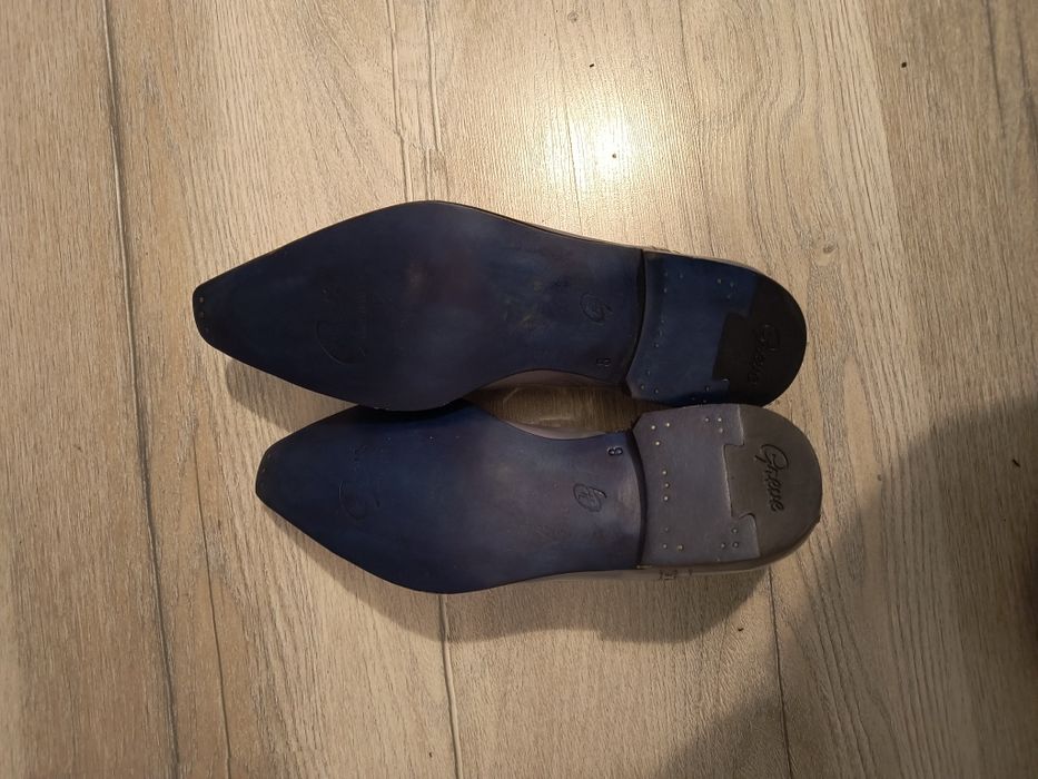 Pantofi din piele lăcuiți culoarea gri lacuit mărimea 42