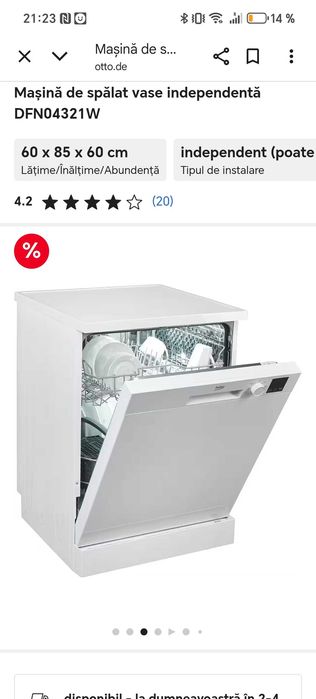 Mașina de spălat vase nouă Beko