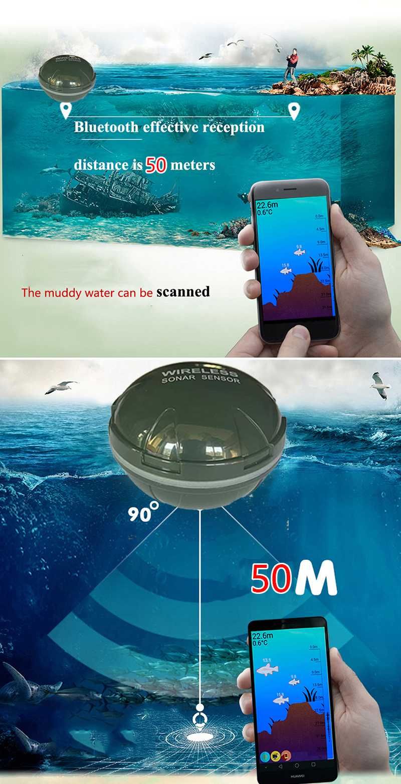Эхолот для смартфона, Bluetooth, для поиска рыбы, для Android и Ios