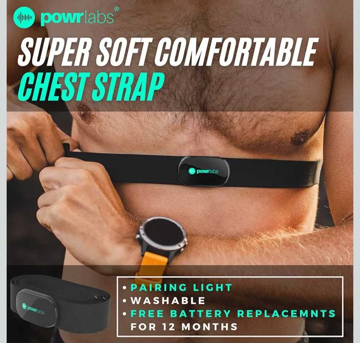 POWR LABS Bluetooth и ANT+ пулсомер с колан за гърди