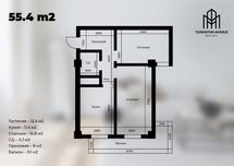 2 ком навастройка 36 месяц рассрочка  Turkiston Avenue 1080