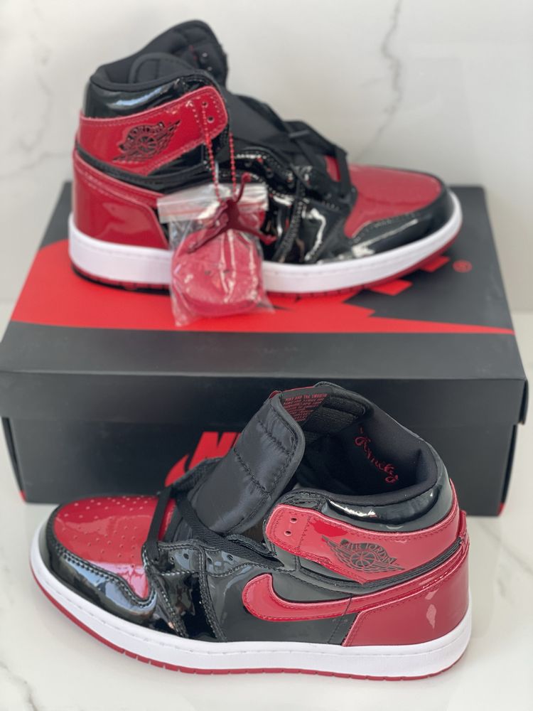 Air Jordan 1 High Bred Patent Retro Red Black