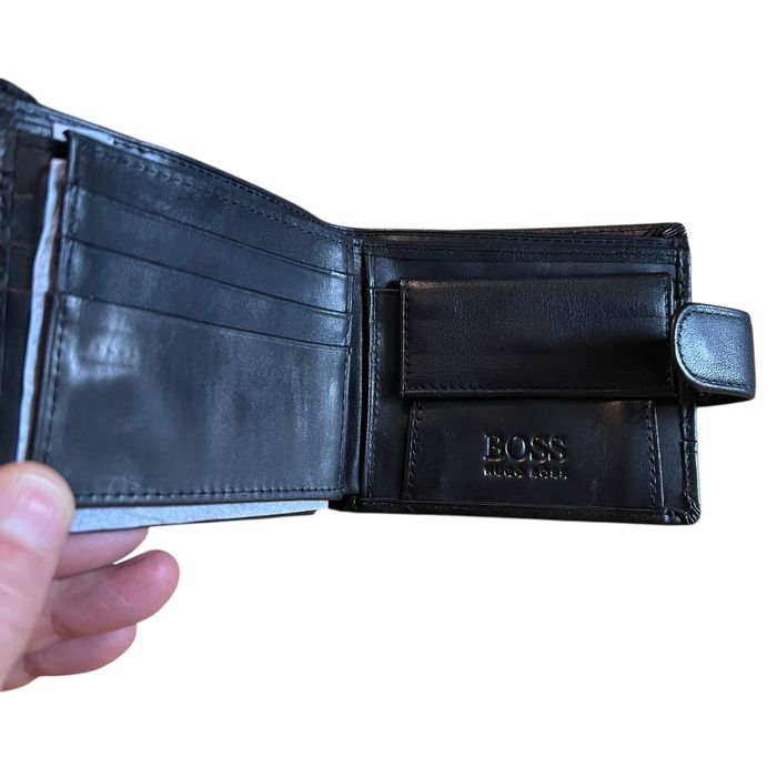 мъжки портфейл естествена кожен телешки бокс джоб за монети документи