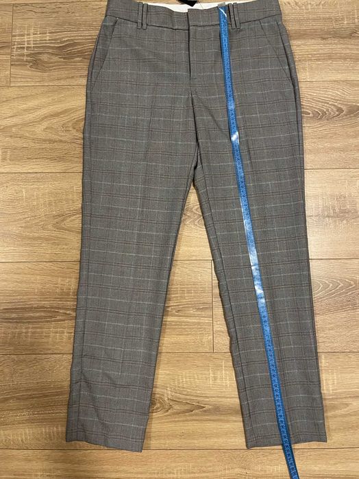 Pantaloni clasici conici gri carouri Mango 36