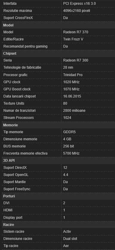 Placa video MSI Radeon R7 seria 370