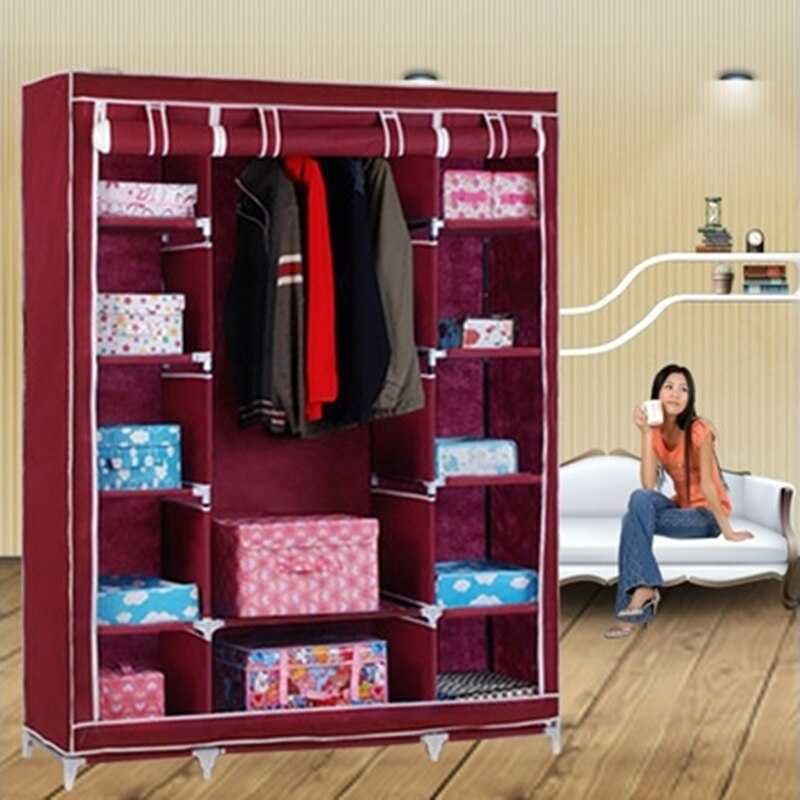 Складной каркасный тканевый шкаф STORAGE WARDROBE 130+45+175 см