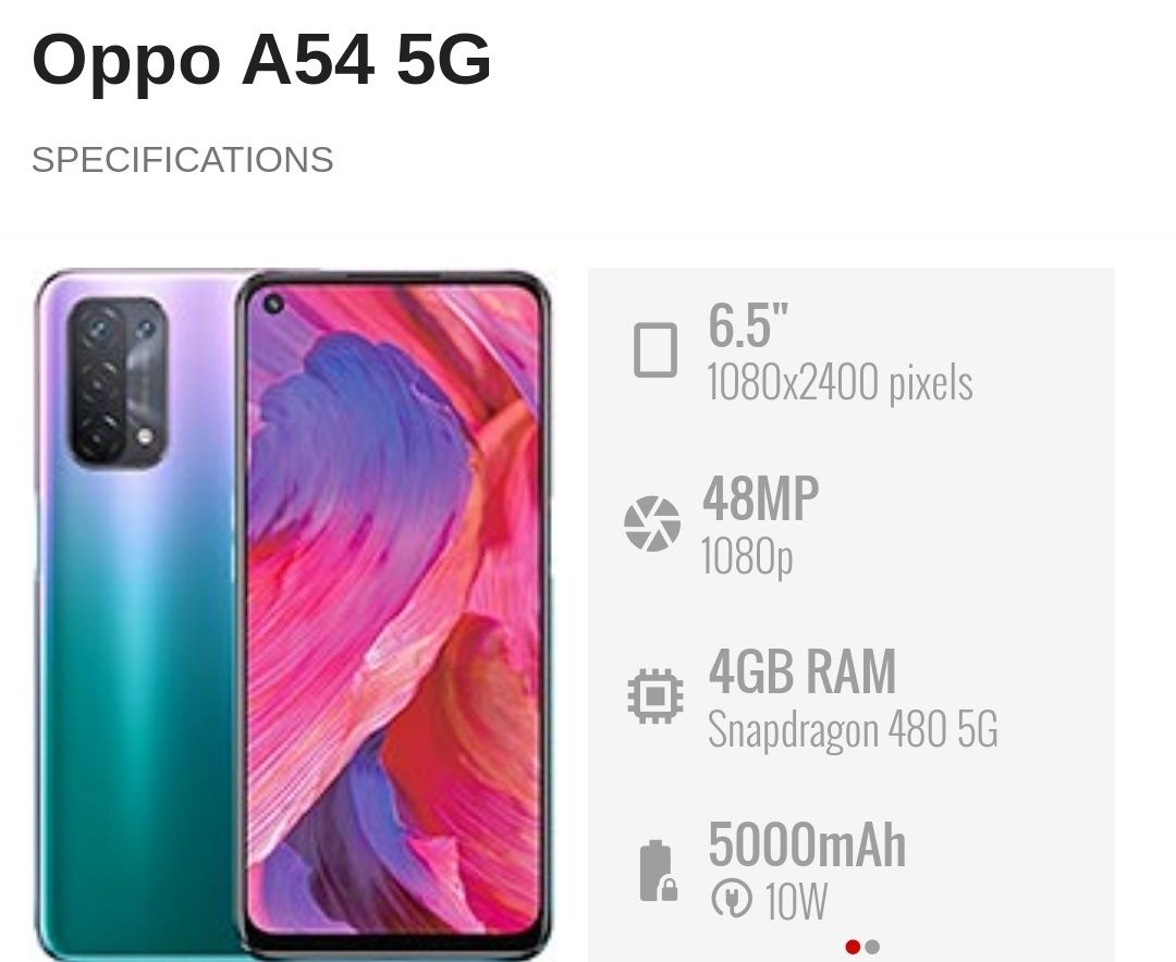 Oppo A54 5G 4GB ram 64gb stocare