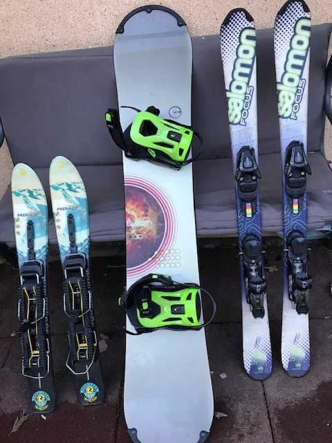 Snowblades, placa snowboard si clapari