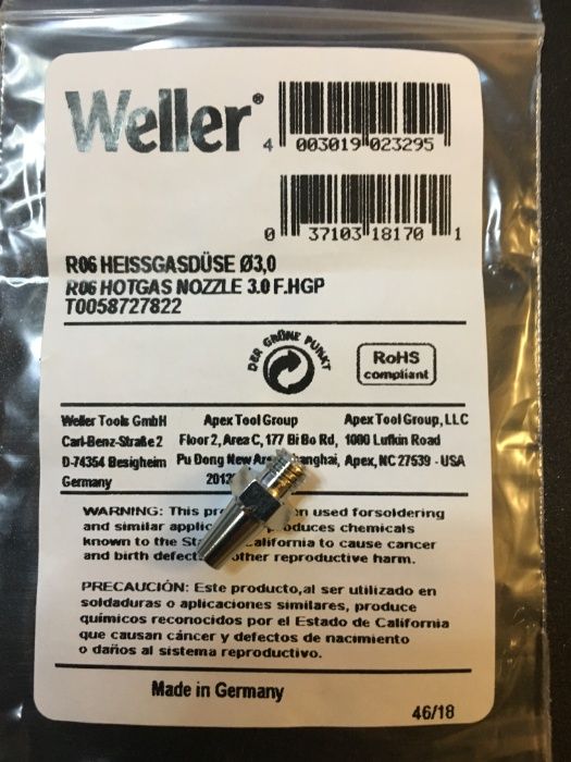 Weller HAP1 HAP 200 Duză aer cald 3.0 mm Made in Germany