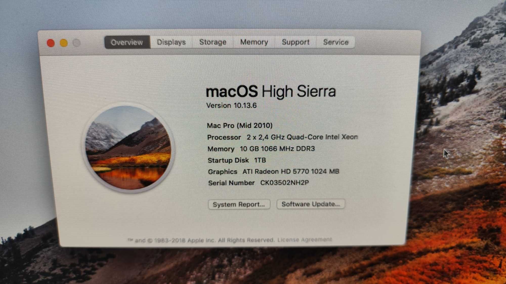 Apple Mac Pro 5.1 A1289 Desktop, 2x2.4 GHz Intel, 1TB HDD, 10GB RAM