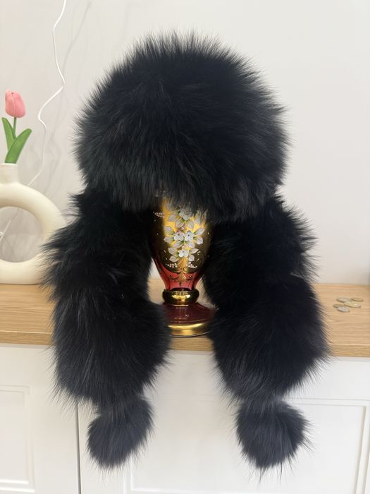 Женская Ушанка из меха лисы, шапка, головной убор