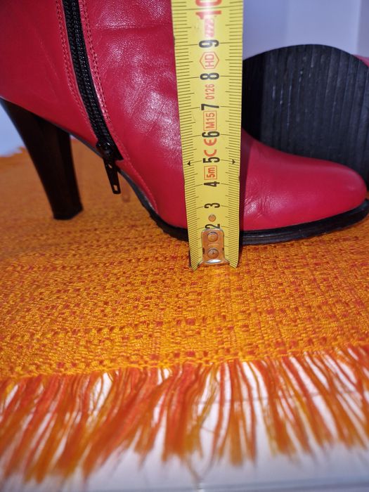 Botine damă din piele culoare roșie