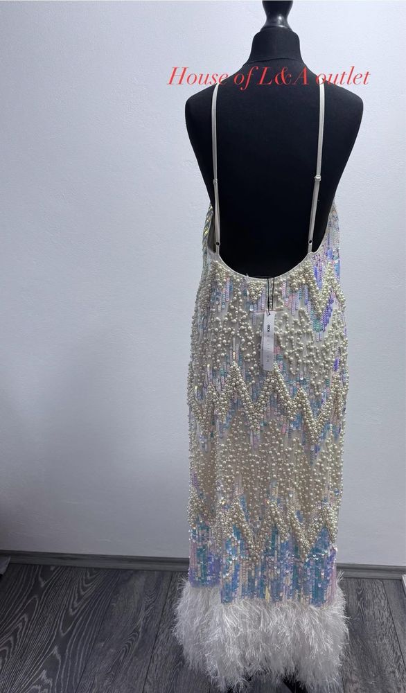 Rochie bijuterie Asos cu pene perle si paiete
