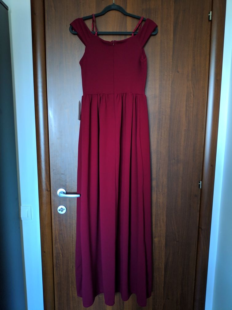 Rochie eleganta de ocazie rosie lunga