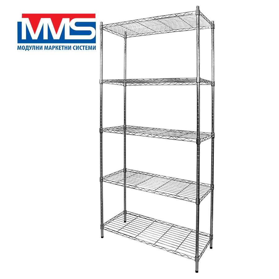 Стелаж Телен Valerii, 5х120 кг, 180х91х35, Стомана, Хромирано покритие