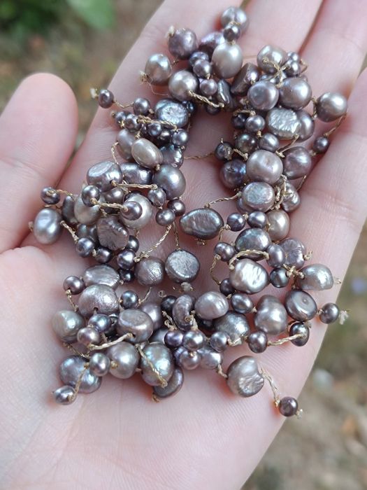 Bratara elastica din cu perle naturale de cultura, culoare gri metal