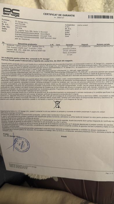 Vand laptop Lenovo 15.6”