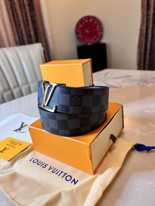 Curea Louis Vuitton Black Grid 115cm/Catarama Gold/Full Box