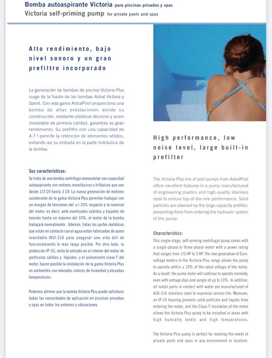 Pompa Piscina Astral Pool Victoria Plus - 30,5 MC/H, 2,5 CP, 230 V