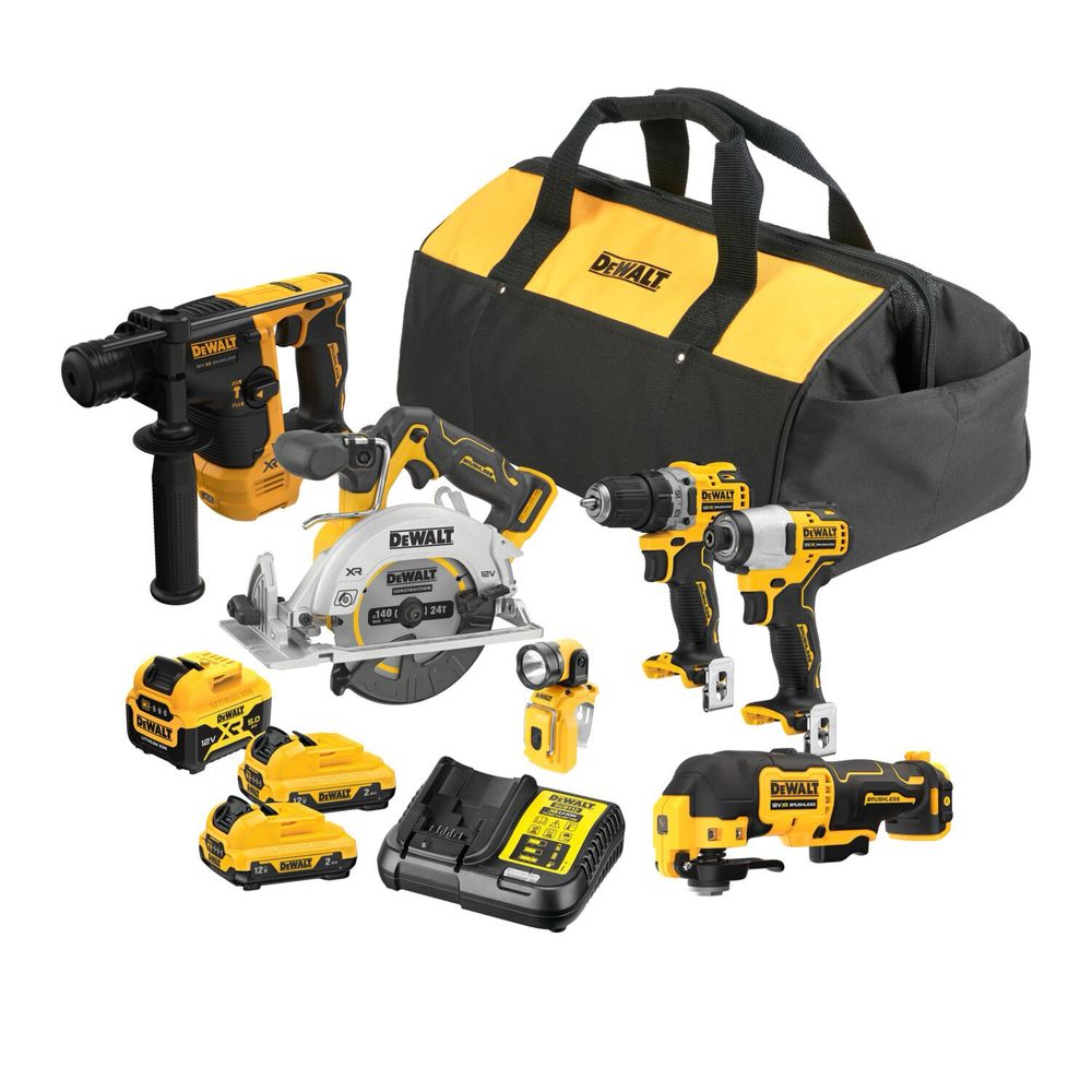 Комплект акумулаторни машини 6 броя DeWALT DCK611P1D2, 12V
