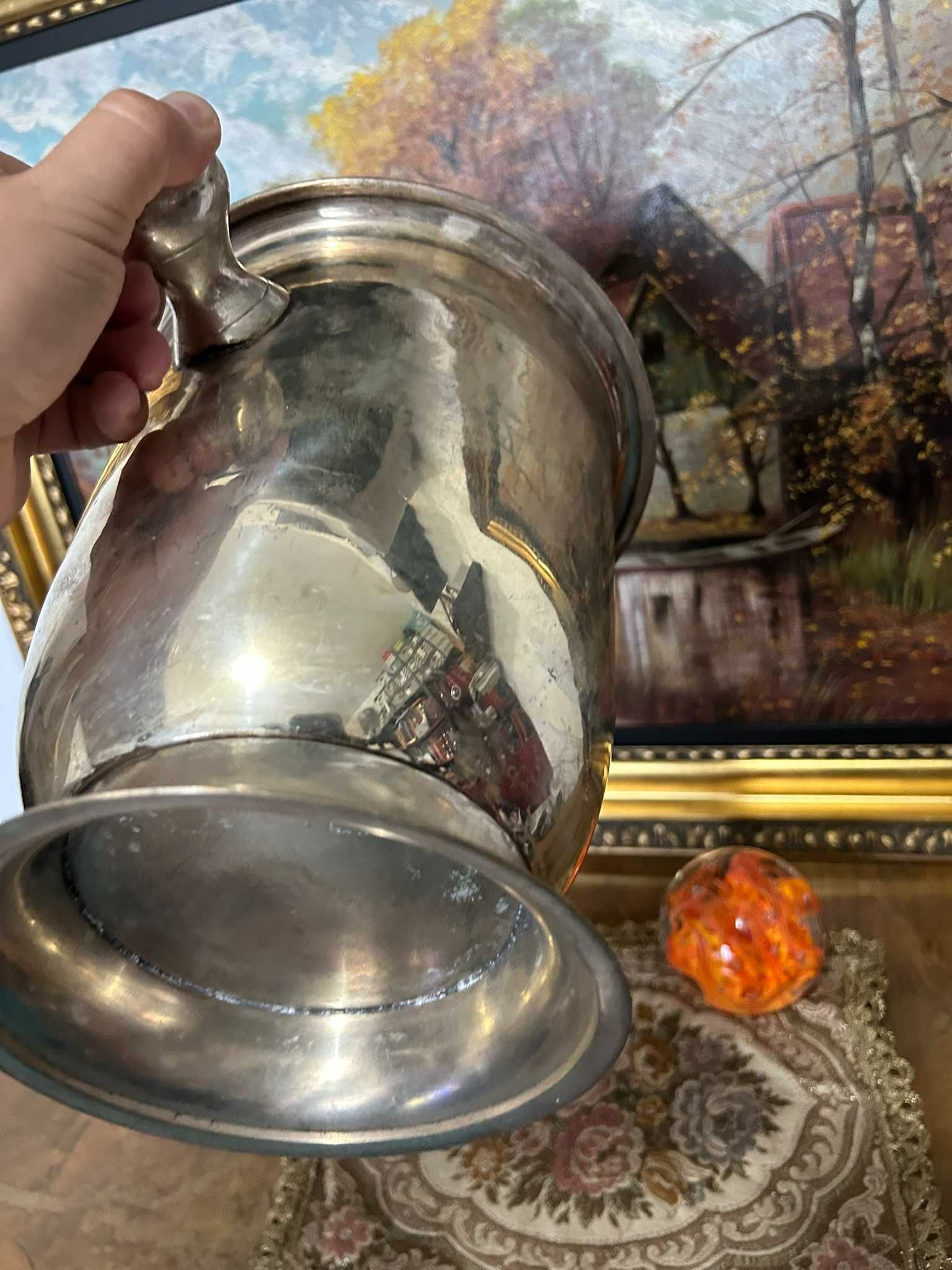 DN916 Frapiera veche masiva, argintata 990g 22h si 21 diametru