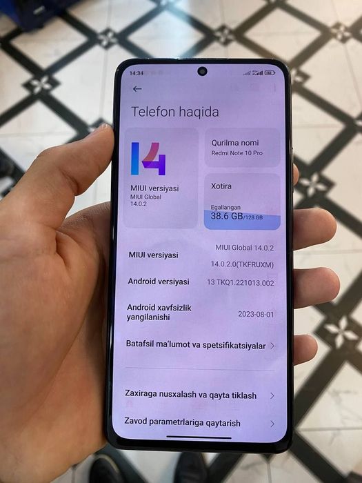 Redmi Note 10 Pro sotiladi 128/12Gb