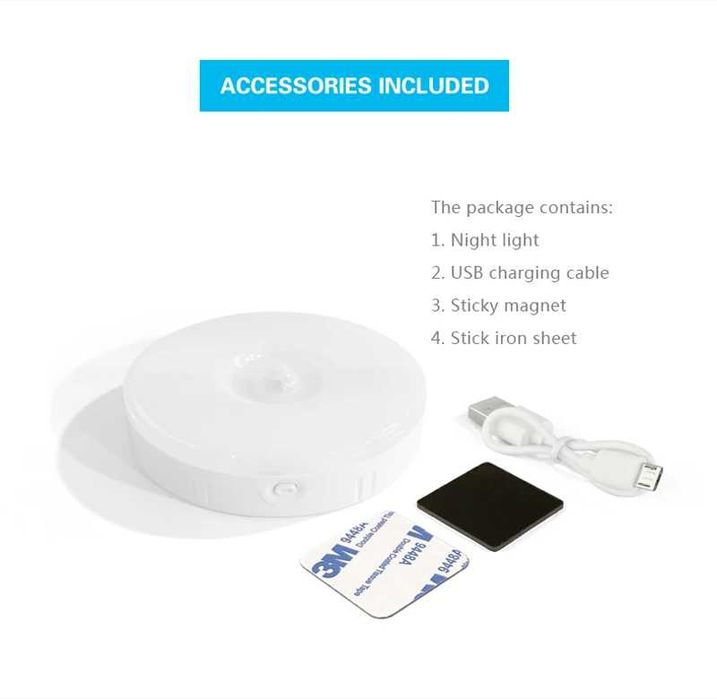 Lampa LED cu senzor de miscare, lumina calda, incarcare USB, aplica