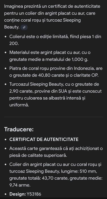 Ediție limitata argint placat cu aur cu certificat  100