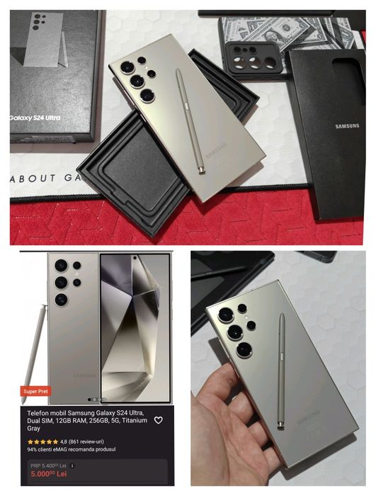 Samsung Galaxy S24 Ultra 5G (Titanium Gray) 256GB/ 12GB RAM Ofertă!