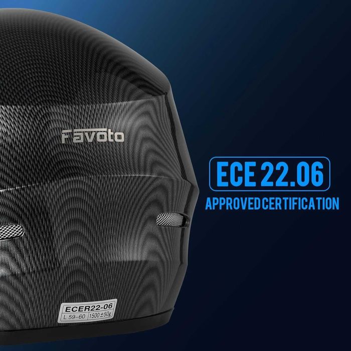 Favoto – Cască moto integrală pentru adulți, carbon, mărimea M 57-58