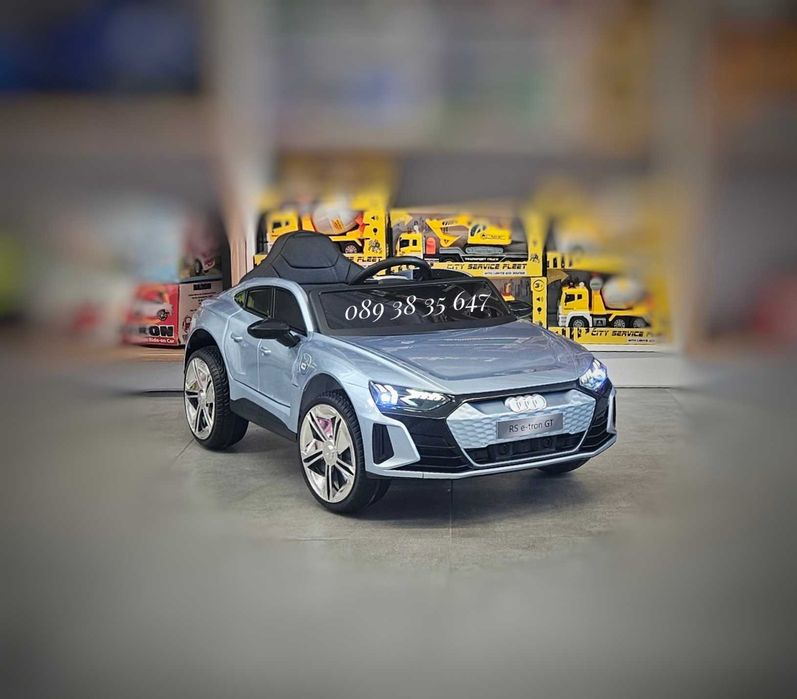 НОВО!Акумулаторна кола AUDI RS E-TRON GT с 12V,МЕКИ ГУМИ,металик,USB