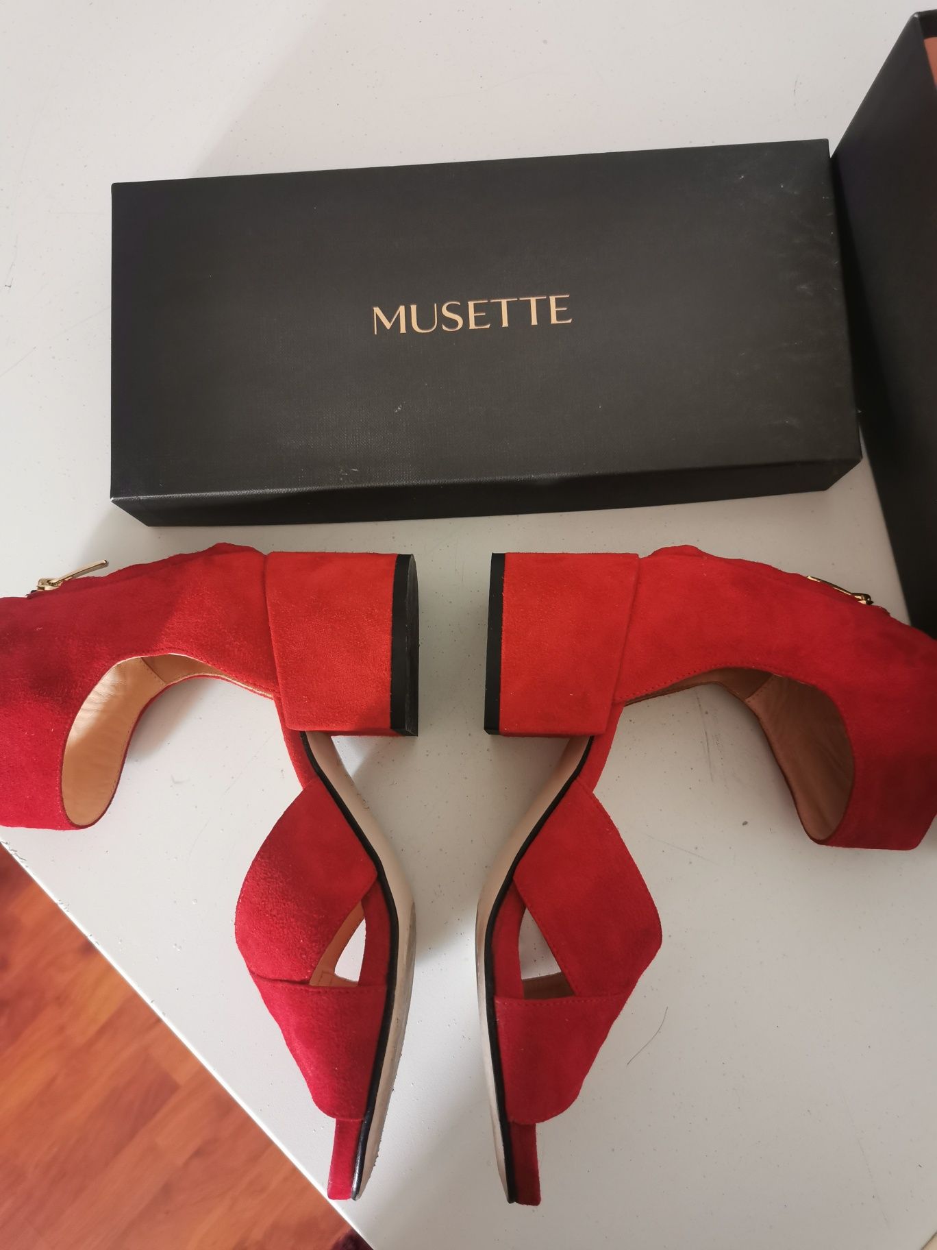 Sandale de vară roșii, piele naturală, Musette mărimea 36