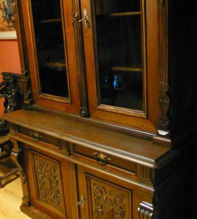 УНИКАЛНА супер рядка голям салонен, кабинетен шкаф-витрина,