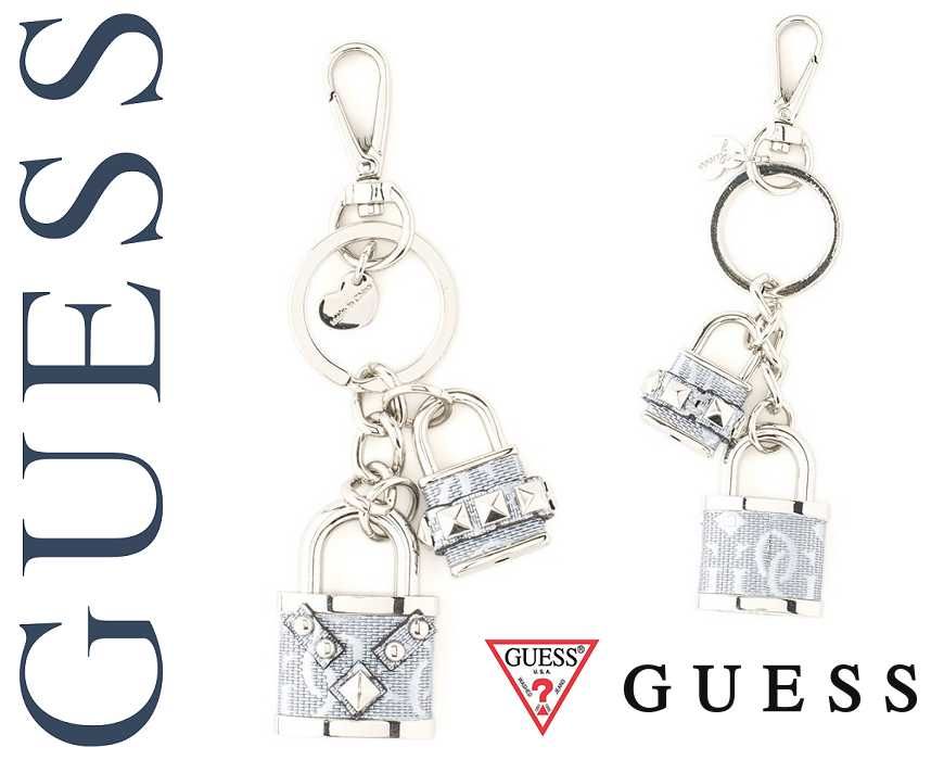 GUESS – Ключодържател с висулка SILVERY "BLACK & BLUE" PADLOCK нов