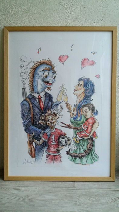 Portrete / Caricaturi Zodiac, creion si culoare