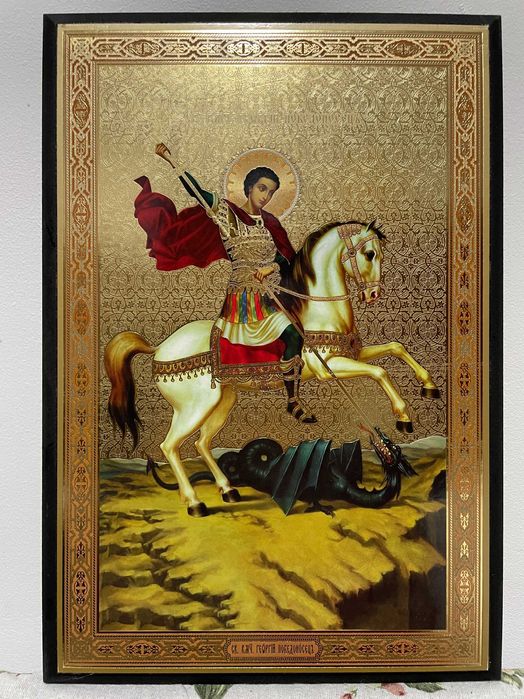 icoana veche sfantul gheorghe dim lat 23cm lung 33 cm icoana veche