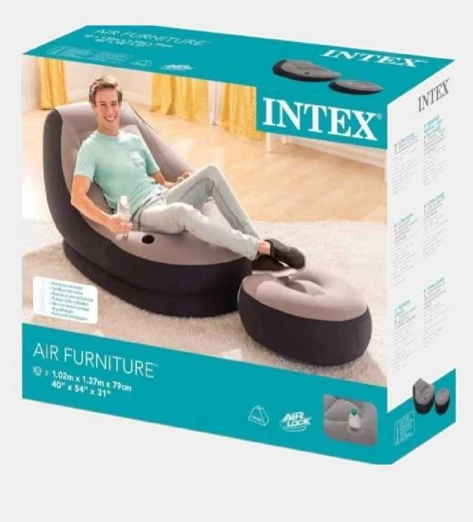 Кресло надувной-130x99x76см Intex-пуфик Эл насос и доставка бесплатно