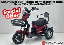 Tricicleta electrica 2 locuri, adulti FULL-OPTIONS 20ah garantie -23%