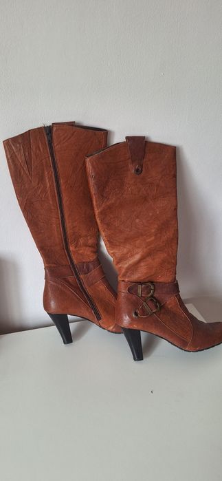 Високи ботуши от естествена кожа, българско производство