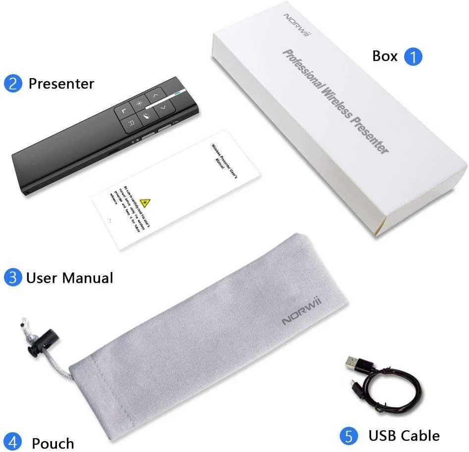 Clicker Prezentari Norwii N99 Wireless cu Functie Air Mouse Negru