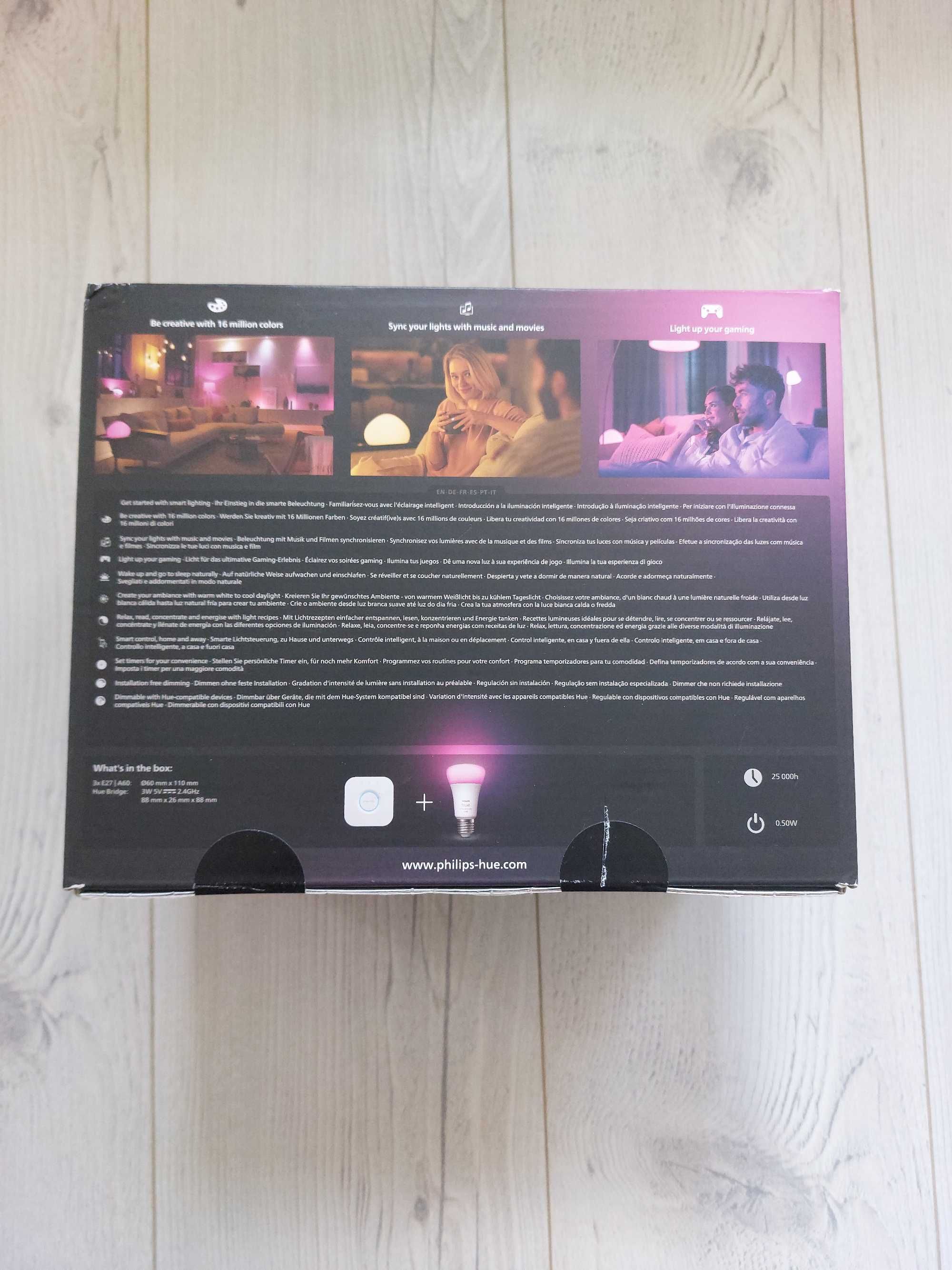 3 x PHILIPS Hue White Color Ambiance E27 LED 1100lm + Hue Bridge